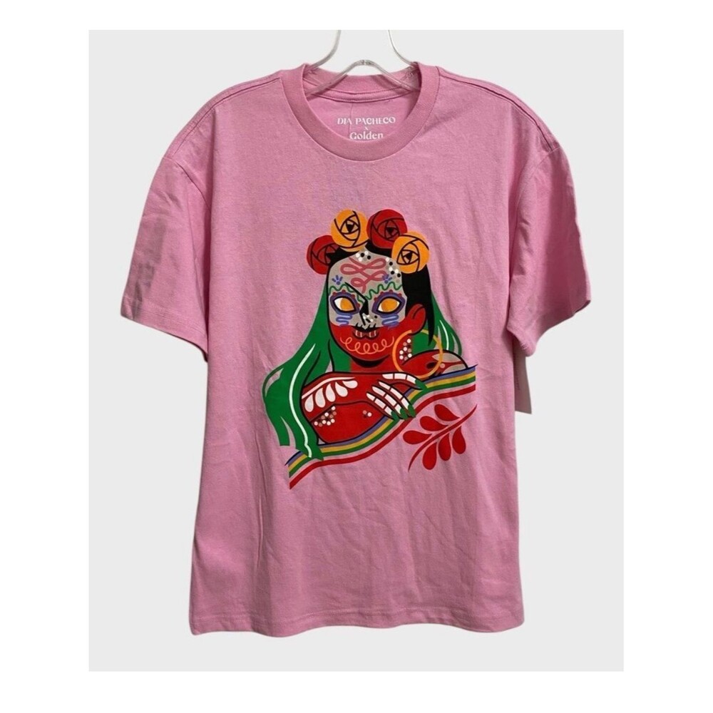 NWT Urban Outfitters Dia Pacheco X Golden Hour Women's T-Shirt Size S Pink Artsy